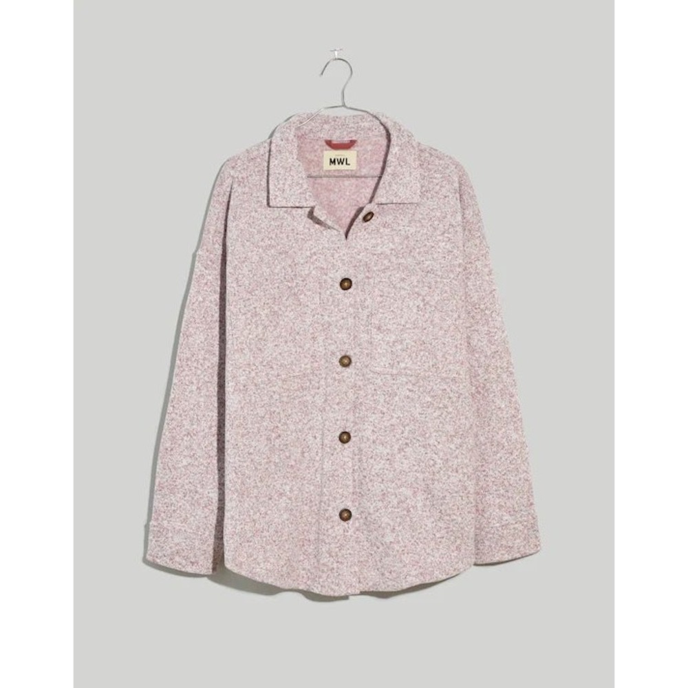 Madewell MWL (Re)sourced Sweater Fleece Shirt-Jacket Shacket Oversized XL Gray
